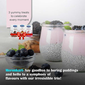 Meron’s Instant Dessert Mix Combos | Strawberry Panna Cotta | Caramel Pudding| Chocolate Pudding | Natural Flavour & Colour | Preservative-Free | Vegan - MeronKart