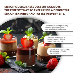 Meron’s Instant Dessert Mix Combos | Strawberry Panna Cotta | Caramel Pudding| Chocolate Pudding | Natural Flavour & Colour | Preservative-Free | Vegan - MeronKart