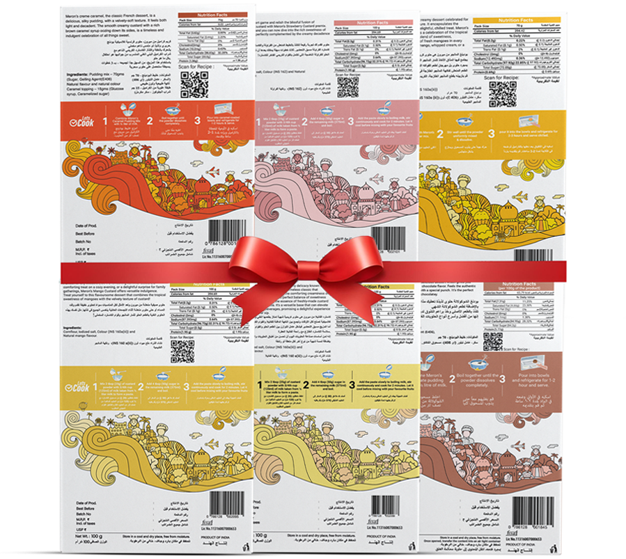 Pack of 6 | Caramel Pudding | Chocolate Pudding | Mango Pudding | Strawberry Custard | Mango Custard | Vanilla Custard| Vegan - MeronKart